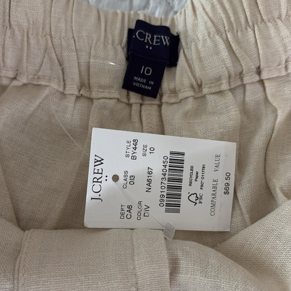 J. Crew Factory Pleated linen-blend short with elastic waist dusty ivory Size 10 - Picture 5 of 15